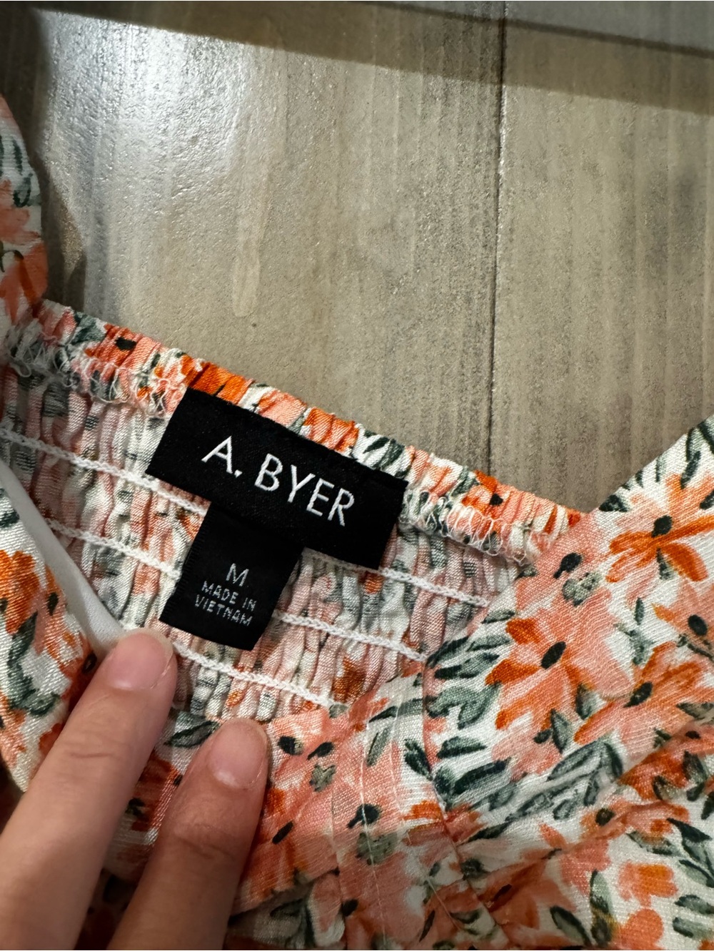 A. Byer Orange Floral Tie-Shoulder Crop Top - Picture 3 of 3